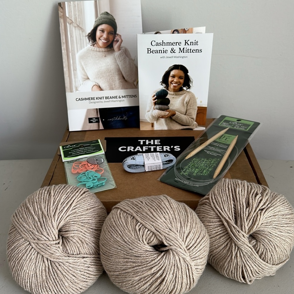 Cashmere Knit Beanie & Mittens KIT with instructions